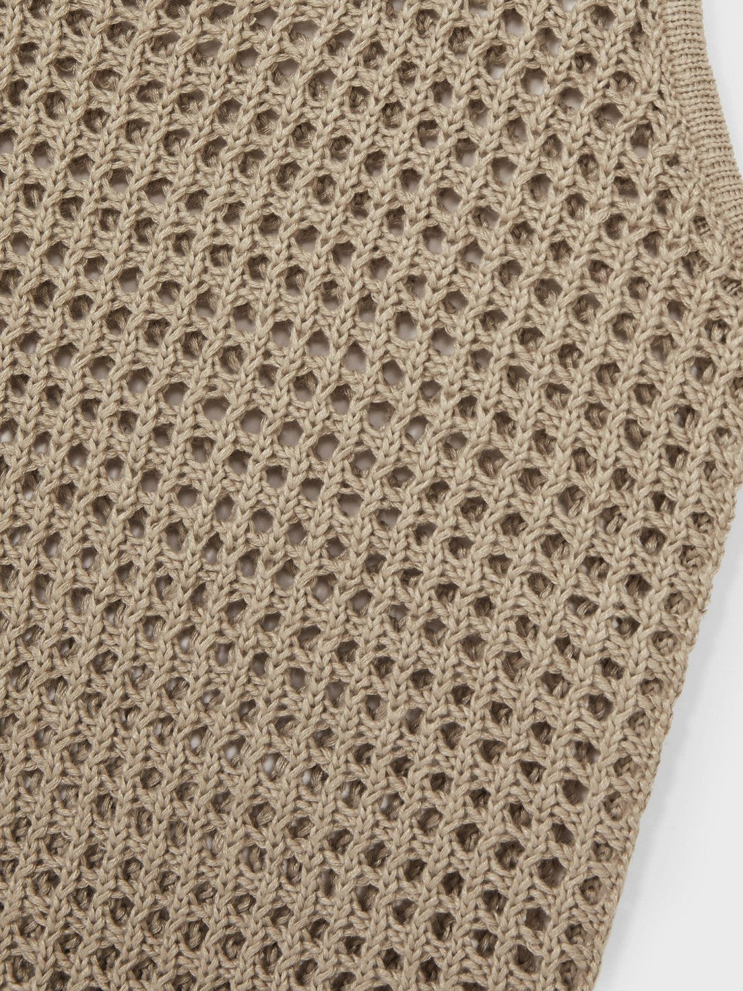 Linen Open Knit Vest in Stone