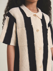 4-9 yrs  | Les 100 Ciels Stripe Knit Shirt in Black