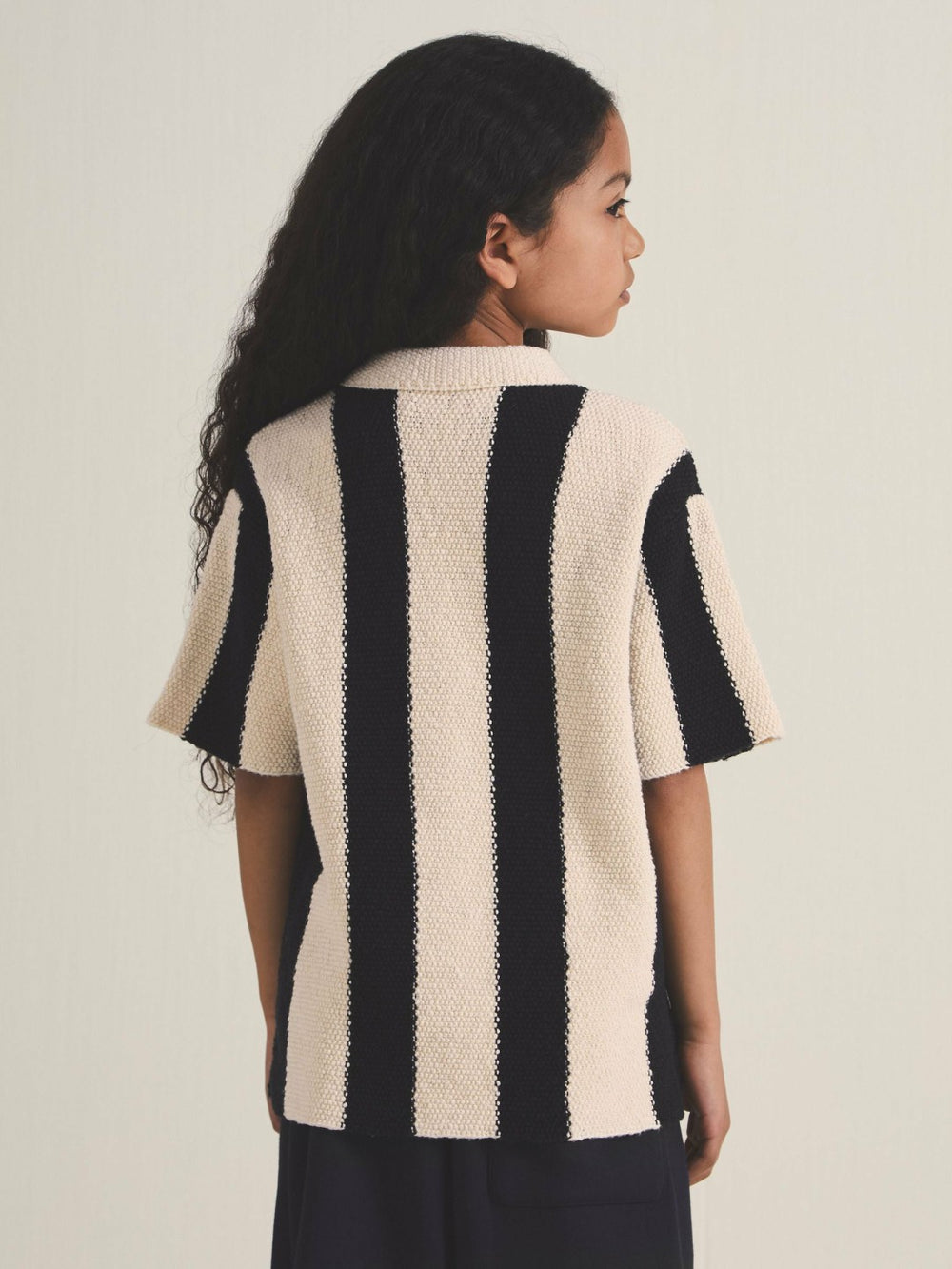 4-9 yrs  | Les 100 Ciels Stripe Knit Shirt in Black