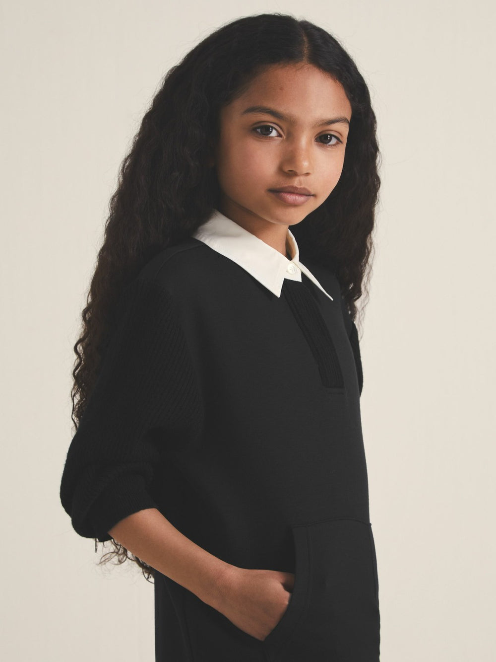 13-14 yrs  | Les 100 Ciels Polo Sweatshirt in Black