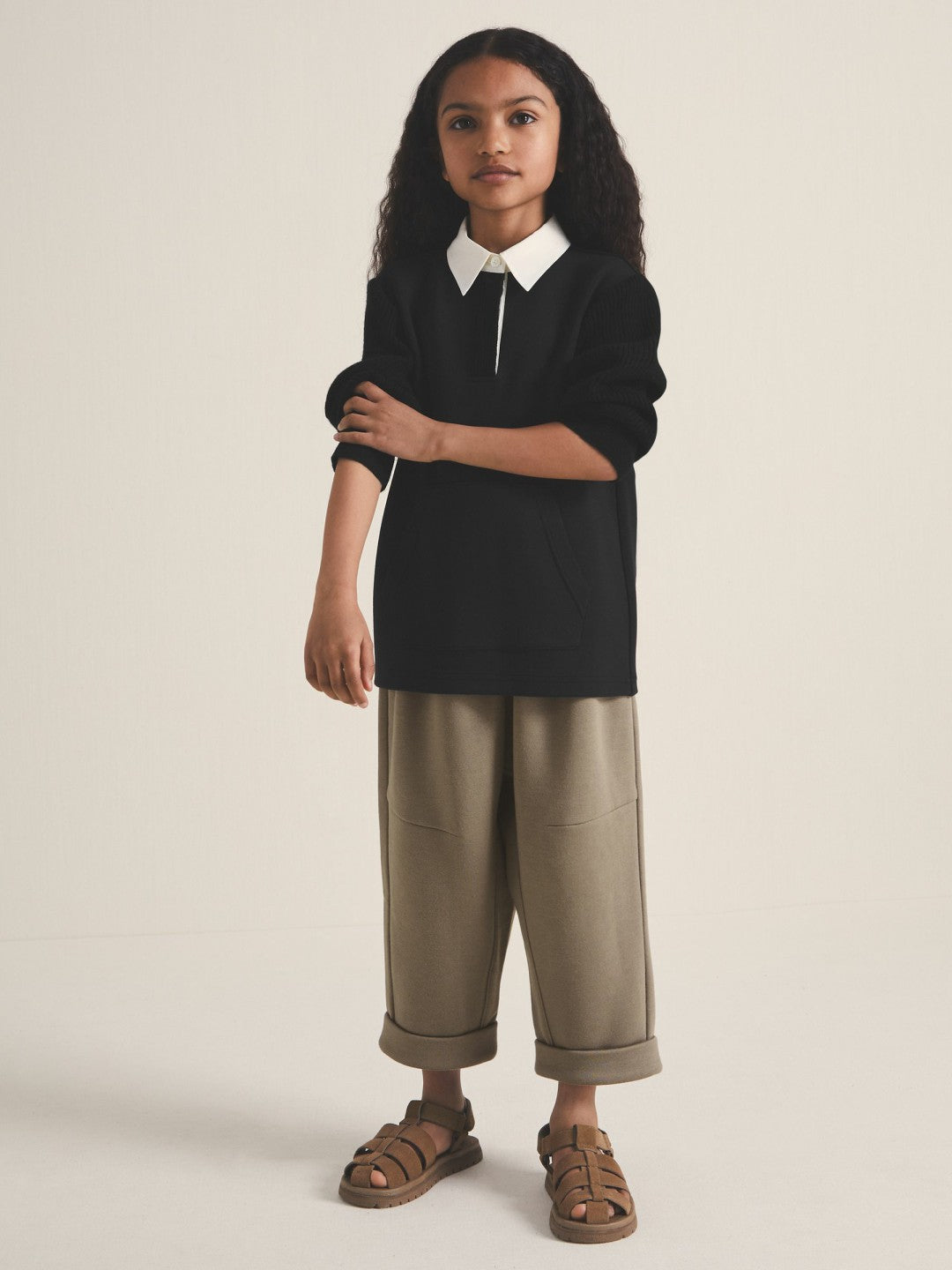 13-14 yrs  | Les 100 Ciels Polo Sweatshirt in Black