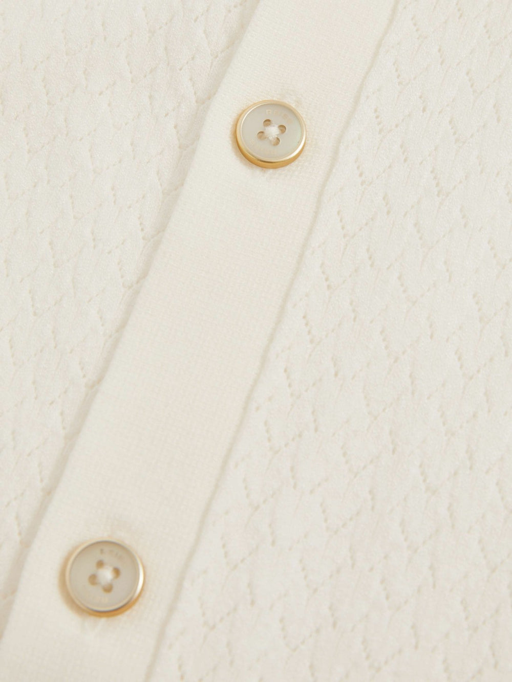 Textured Knit Button-Through Shirt in White