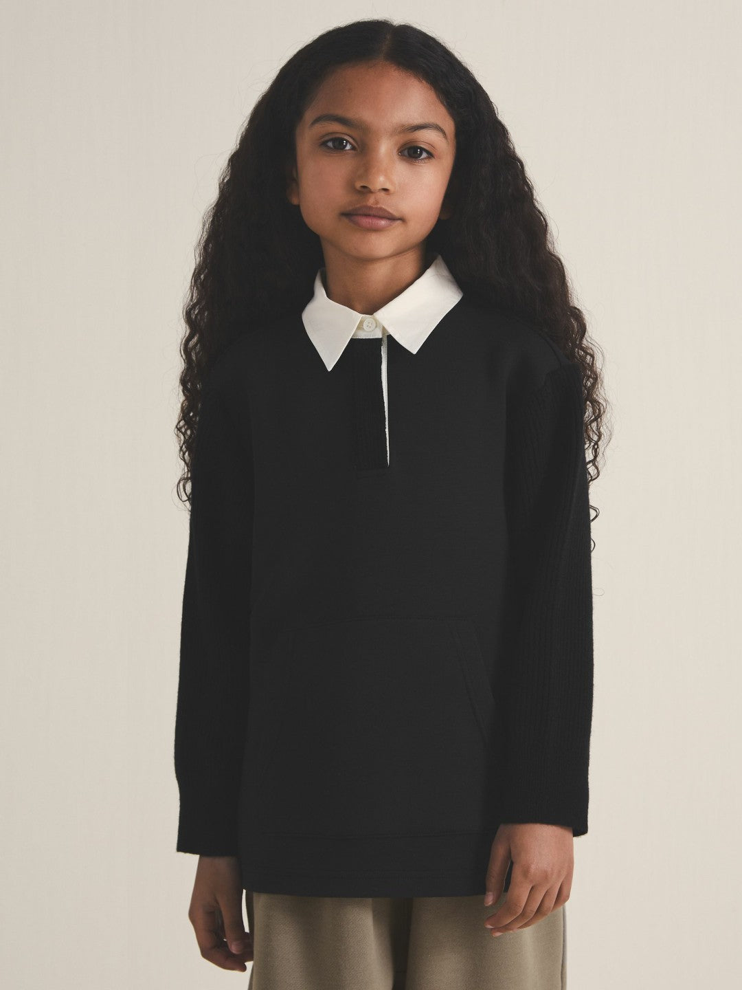 4-9 yrs  | Les 100 Ciels Polo Sweatshirt in Black