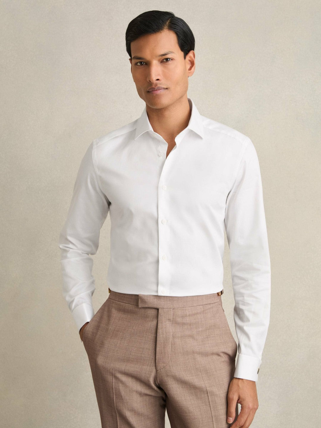Slim Fit Slim-Fit Cotton-Sateen Shirt in White