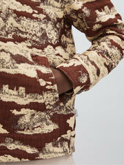Les Deux Woven Ruins Overshirt in Red/Cream