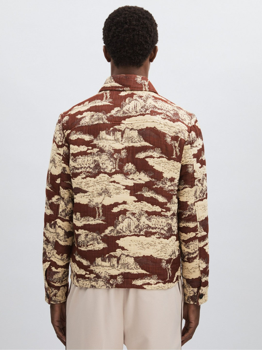 Les Deux Woven Ruins Overshirt in Red/Cream