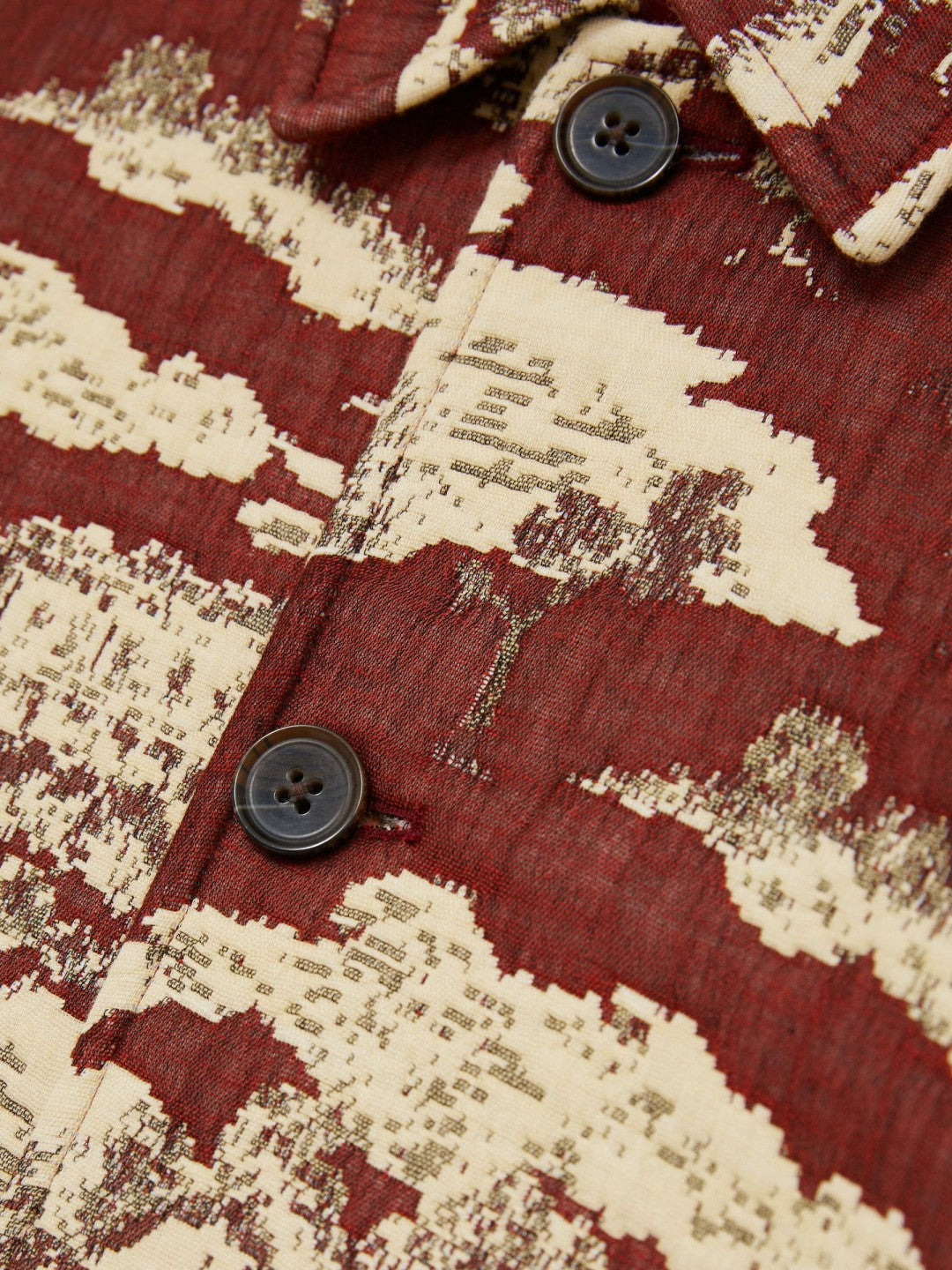 Les Deux Woven Ruins Overshirt in Red/Cream