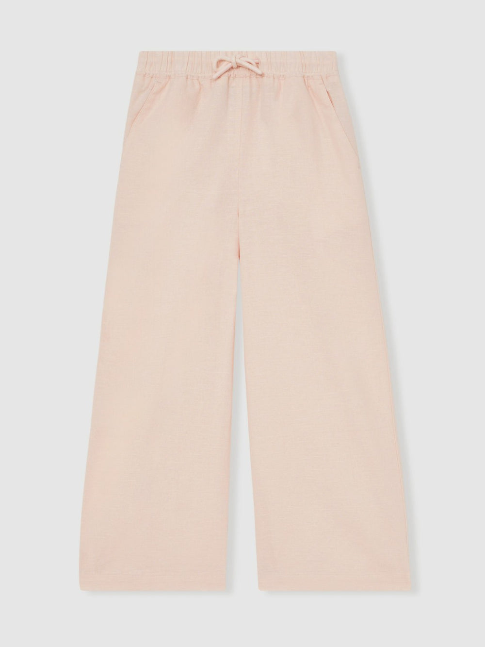 Cotton-Linen Drawstring Trousers in Pink