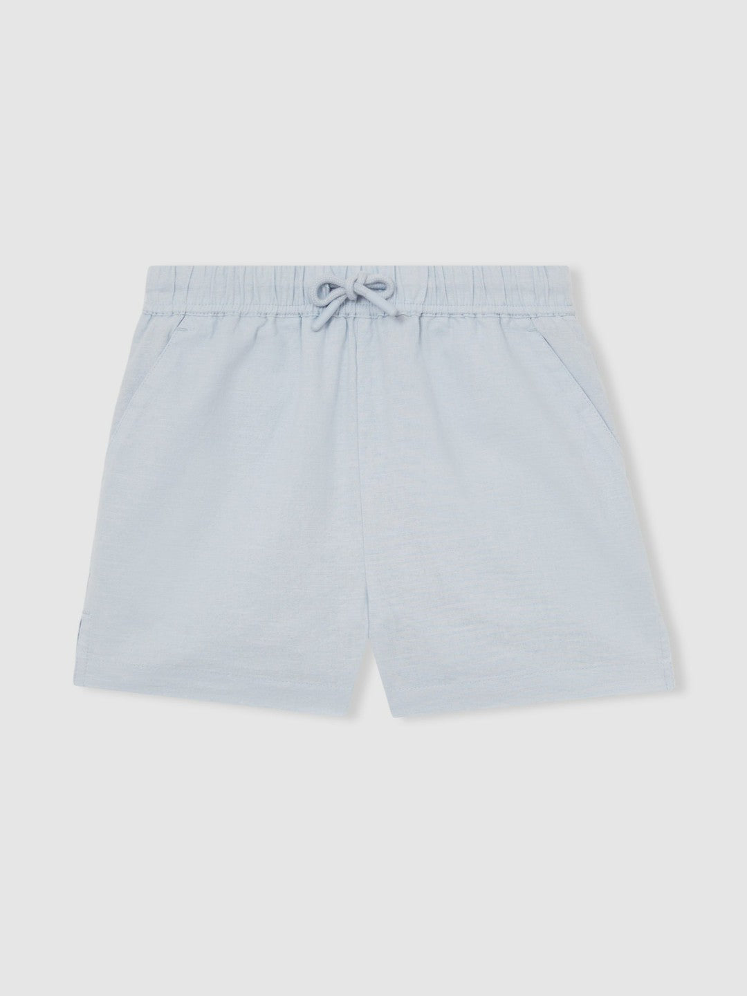 13-14 yrs Cotton-Linen Drawstring Shorts in Soft Blue