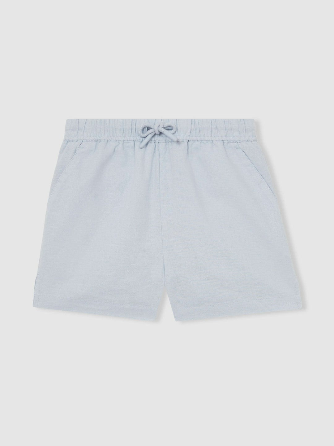 9-13 yrs Cotton-Linen Drawstring Shorts in Soft Blue