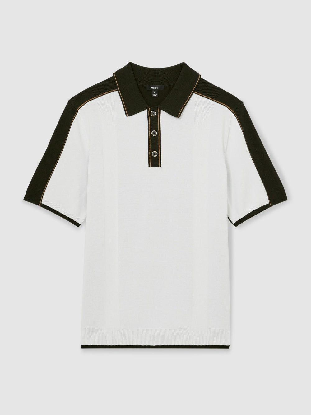 Colour-Block Knit Polo Shirt in Optic White/Green