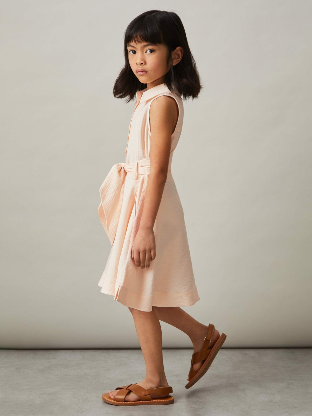 13-14 yrs Tie-Waist Collared Dress in Pink