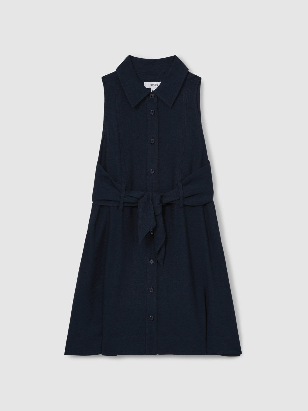 13-14 yrs Tie-Waist Collared Dress in Blue
