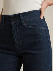 Paige Petite Wide-Leg Jeans in Dark Edinburgh Blue
