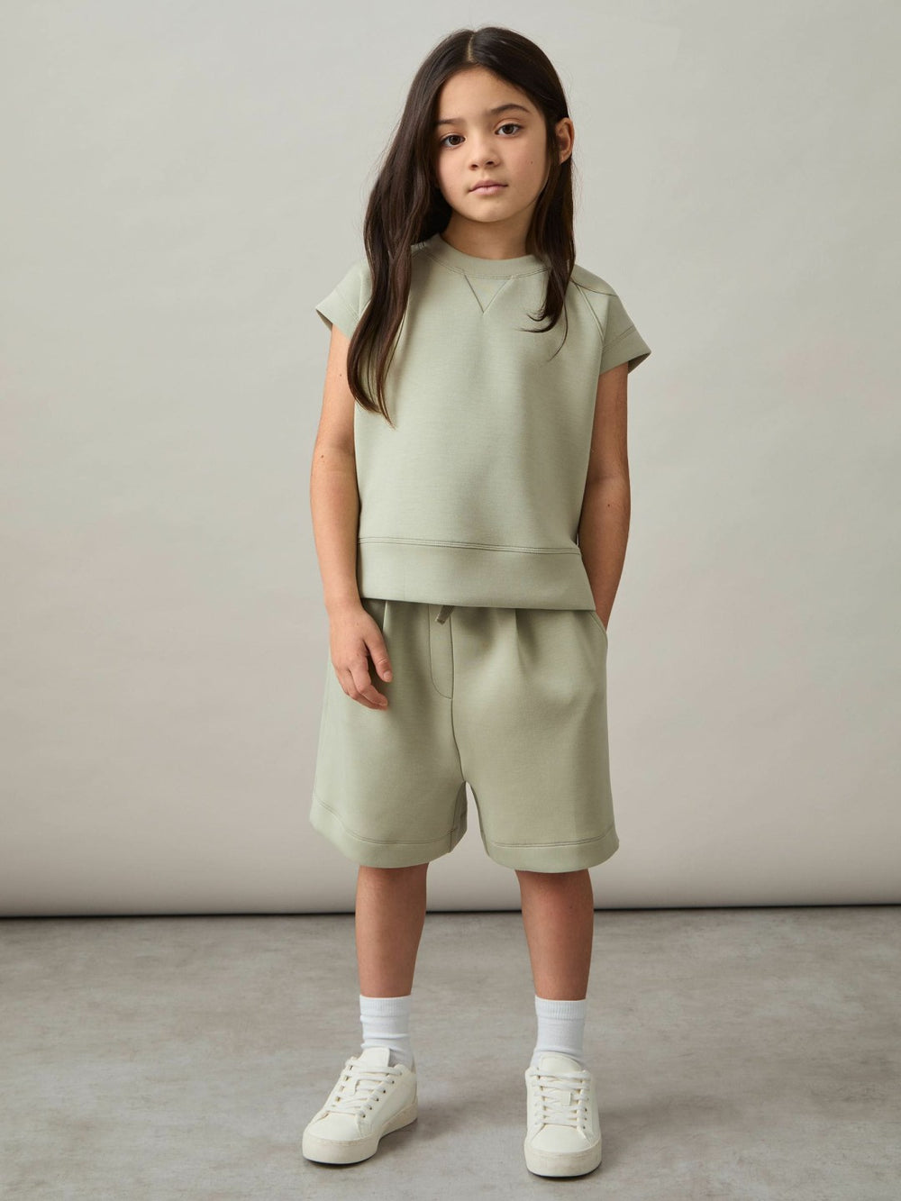 4-9 yrs Modal-Blend Sweatshirt And Shorts Set in Sage