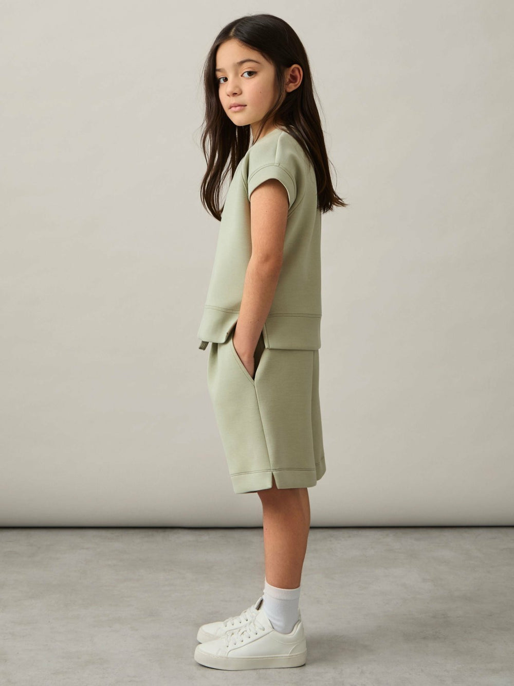 4-9 yrs Modal-Blend Sweatshirt And Shorts Set in Sage