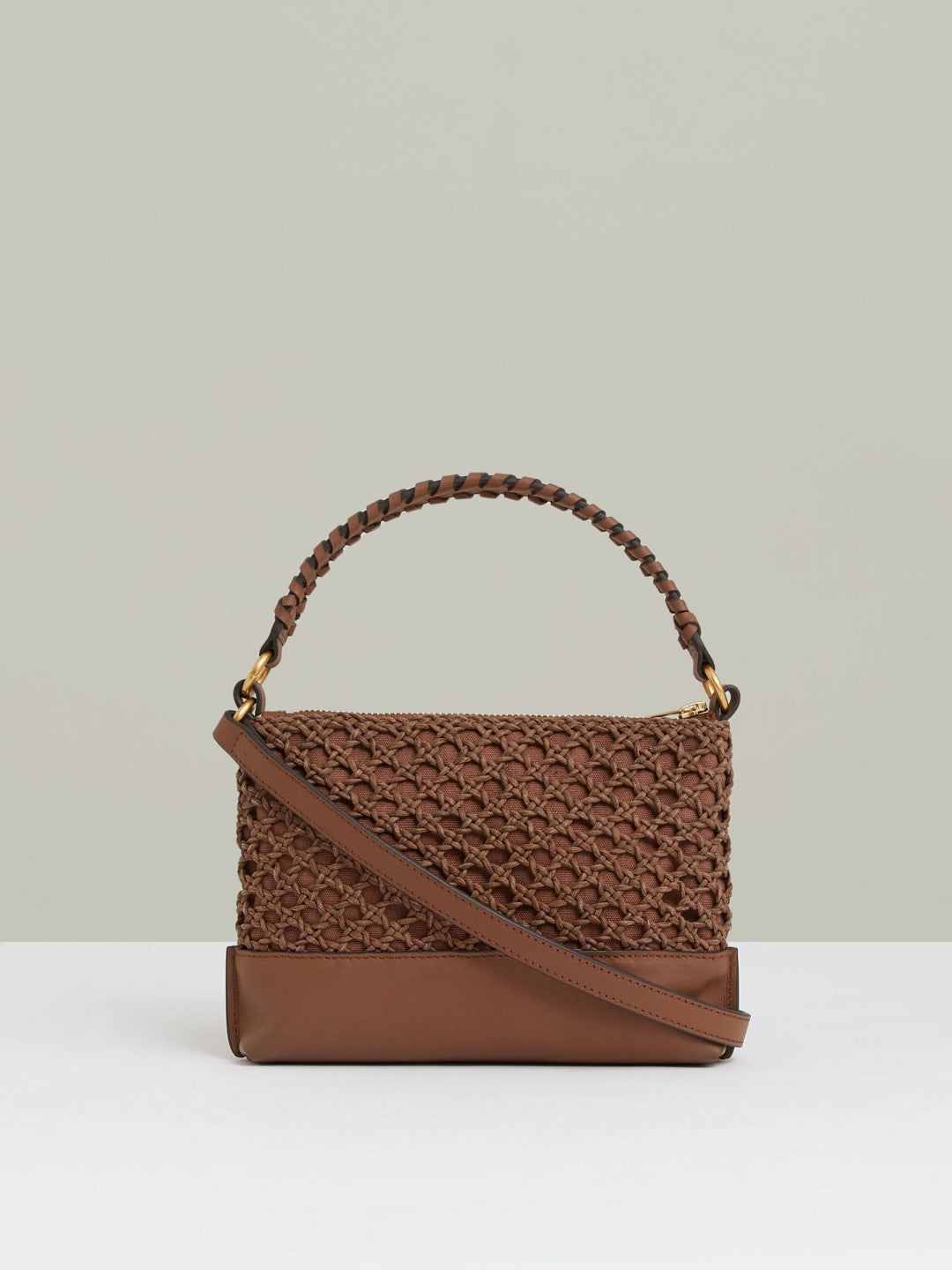 Weave Cross-Body Bag in Tan