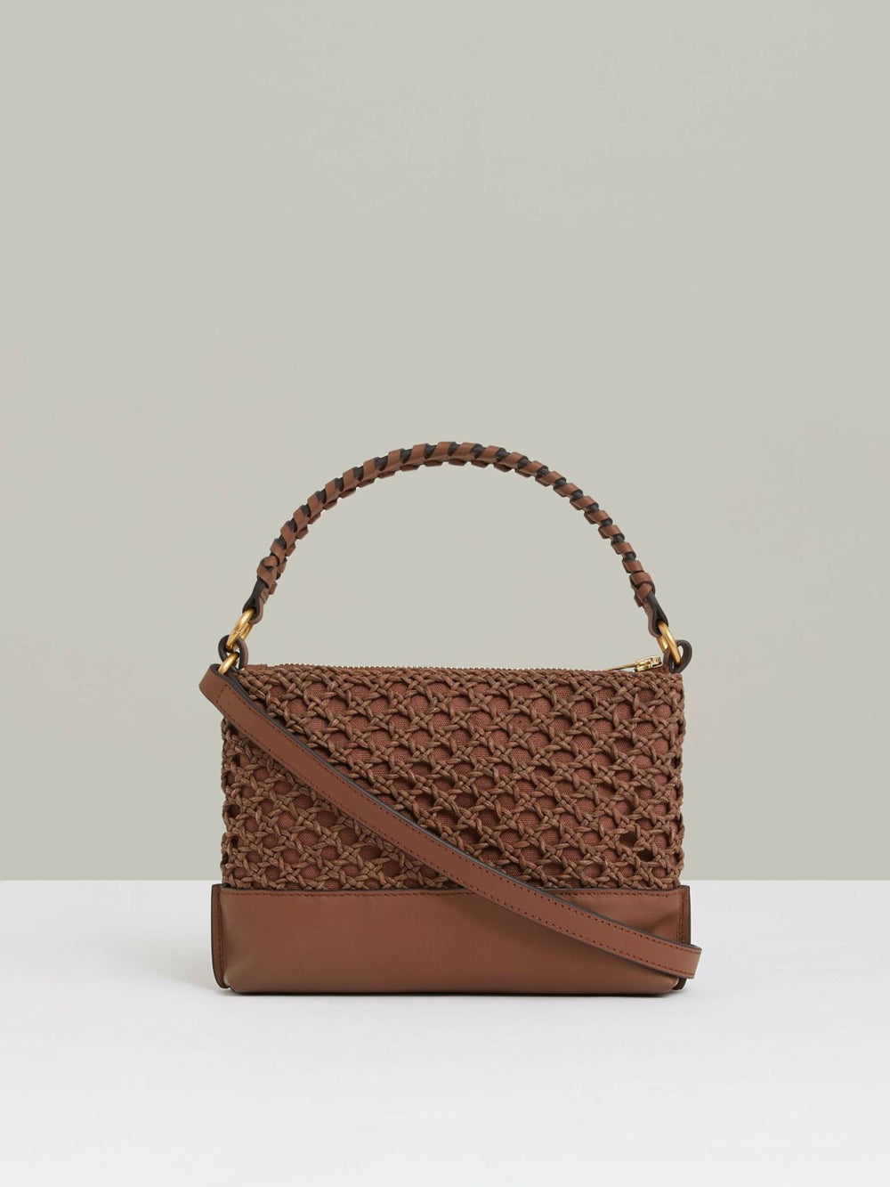 Weave Cross-Body Bag in Tan
