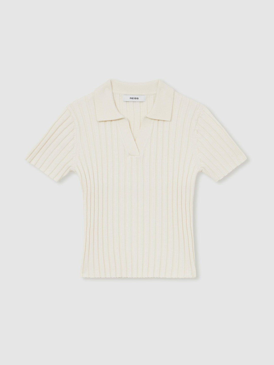 13-14 yrs Rib-Knit Polo Top in Ivory