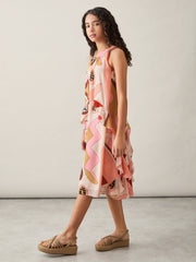 9-13 yrs Printed Ruffle-Trim Dress in Pink