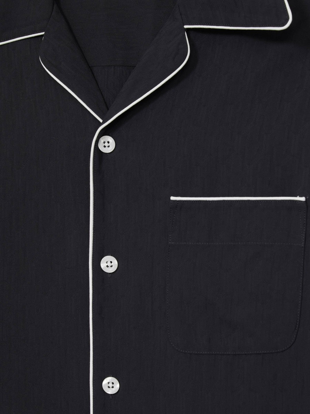 Cuban Collar Shirt with Piping Detail Shirt in Navy