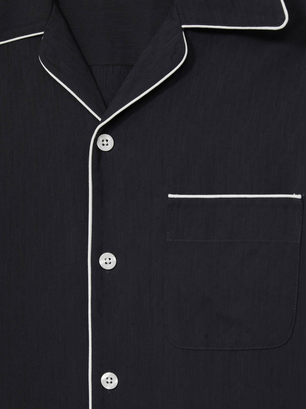 Cuban Collar Shirt with Piping Detail Shirt in Navy