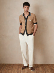 | Ché Crochet Tipped Shirt in Camel