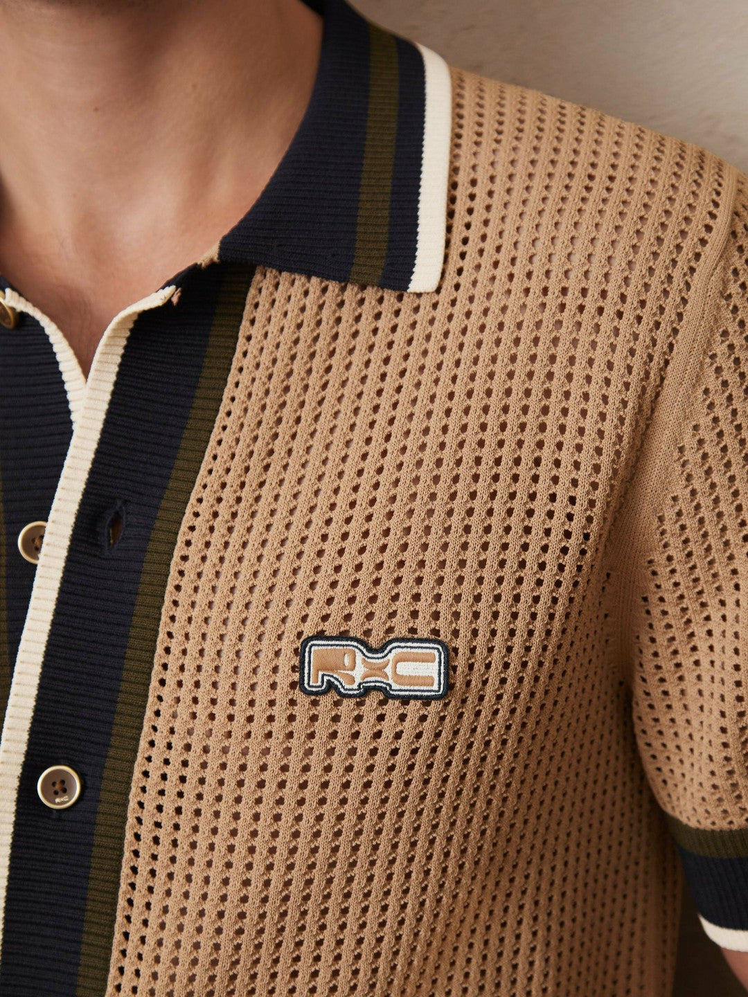 | Ché Crochet Tipped Shirt in Camel