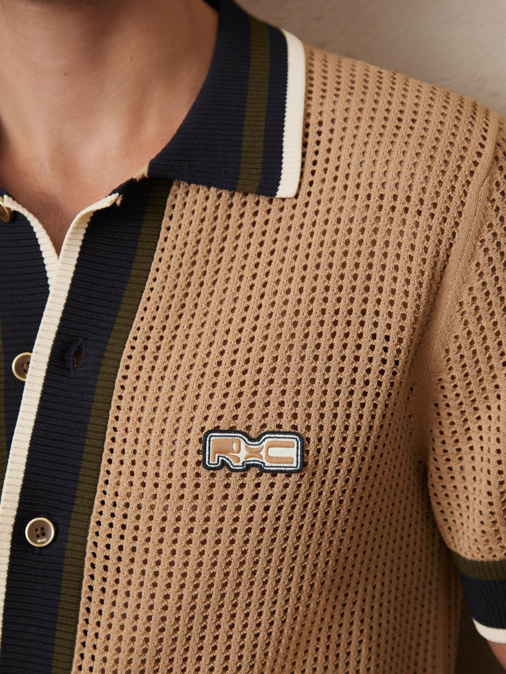 | Ché Crochet Tipped Shirt in Camel