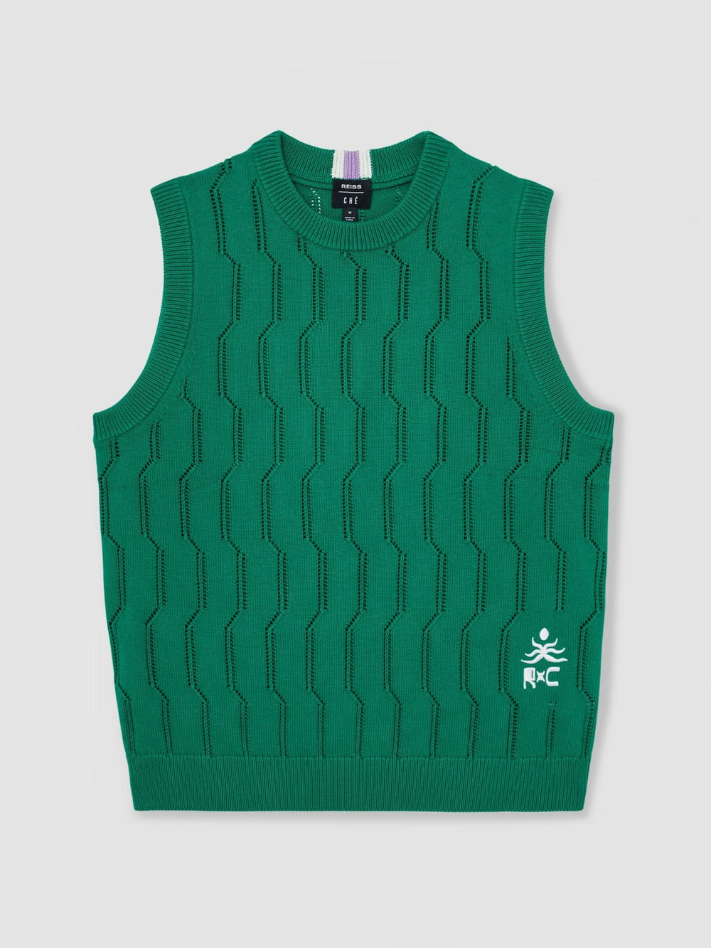 Ché Pointelle Crew-Neck Vest in Bright Green