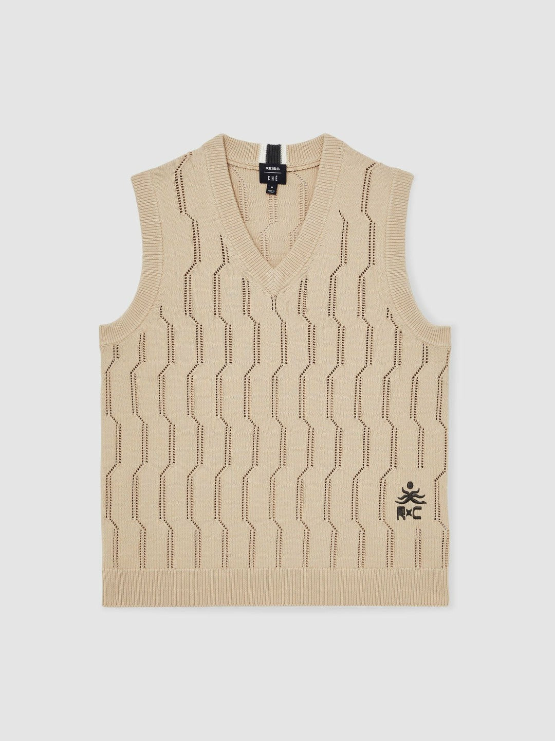 | Ché Pointelle V-Neck Vest in Stone