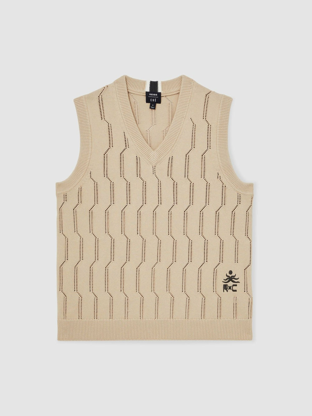 | Ché Pointelle V-Neck Vest in Stone