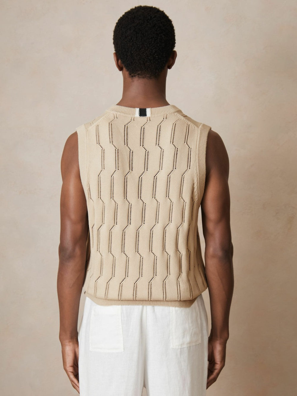 | Ché Pointelle V-Neck Vest in Stone