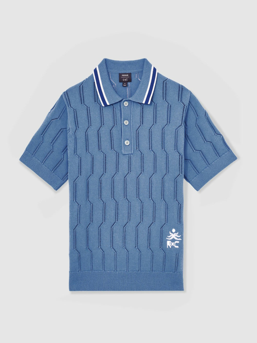 | Ché Cotton Pointelle Polo Shirt in Blue