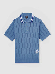 | Ché Cotton Pointelle Polo Shirt in Blue