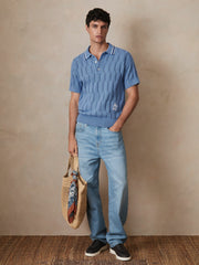 | Ché Cotton Pointelle Polo Shirt in Blue