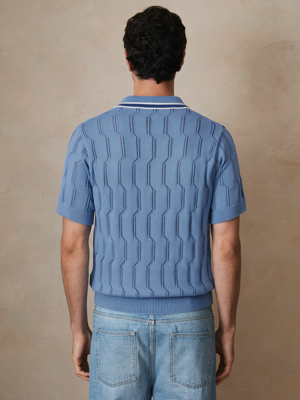 | Ché Cotton Pointelle Polo Shirt in Blue