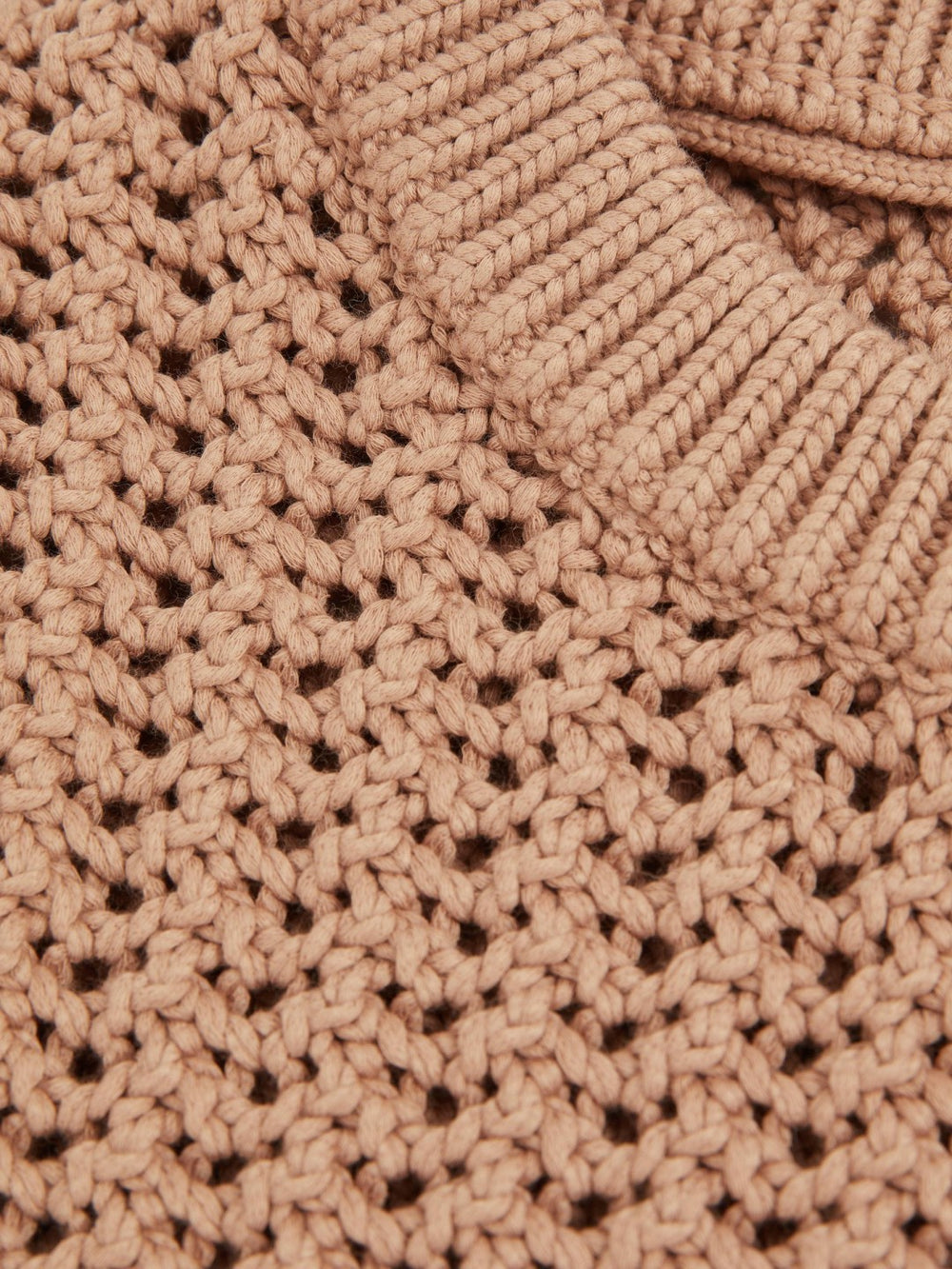 Cotton-Blend Crochet Vest in Soft Camel