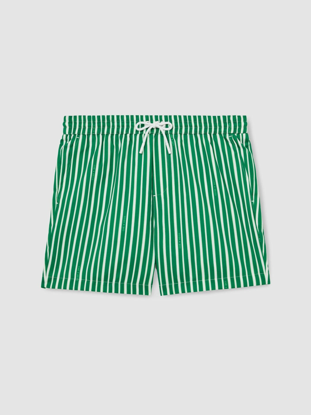 | Ché Stripe Swim Shorts in Green/White