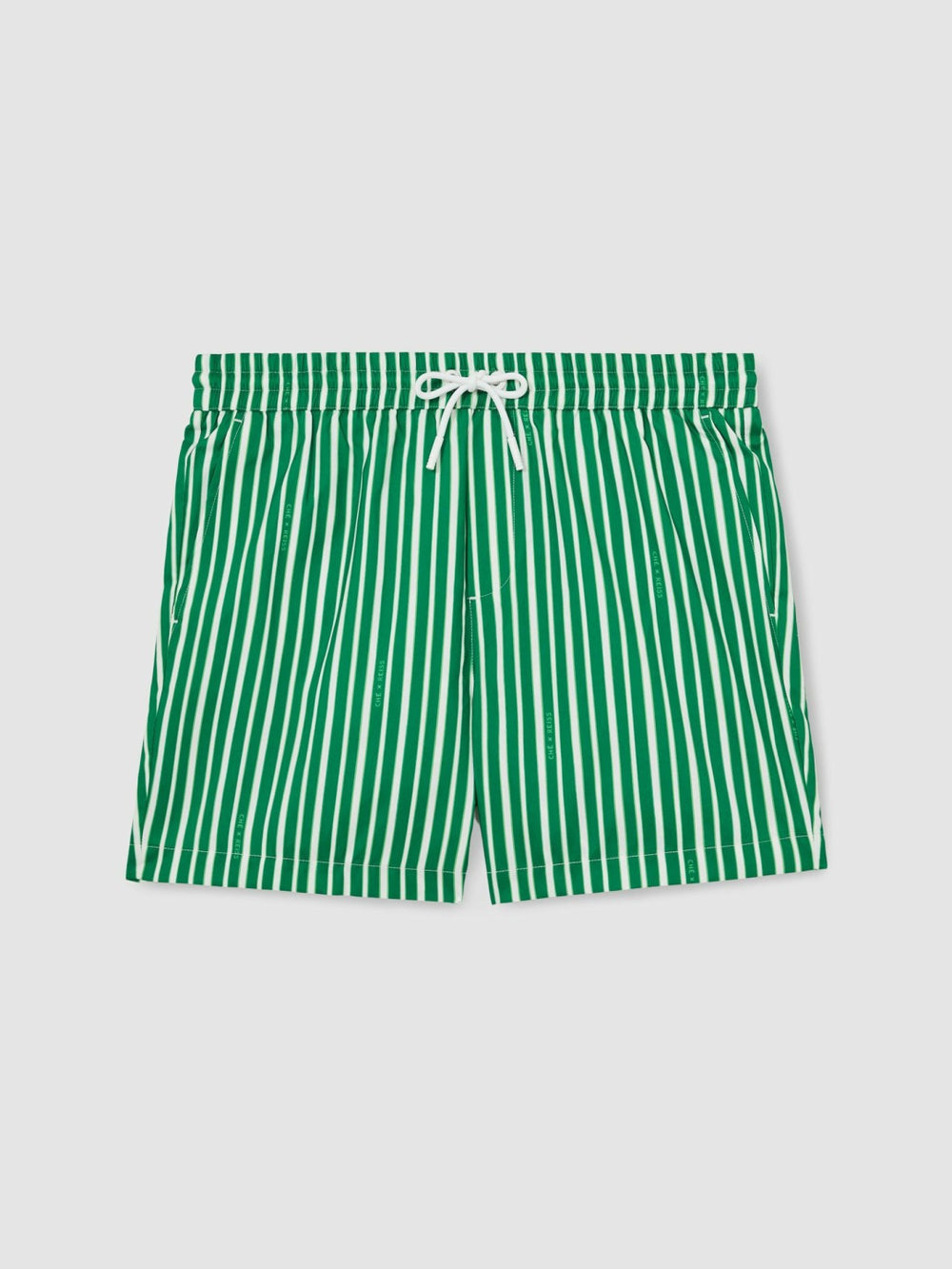 | Ché Stripe Swim Shorts in Green/White