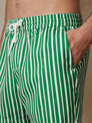 | Ché Stripe Swim Shorts in Green/White