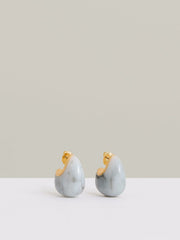 Curve Marble Scoop Earrings in Gold Tone