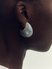Curve Marble Scoop Earrings in Gold Tone