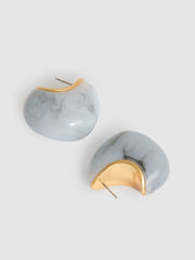Curve Marble Scoop Earrings in Gold Tone