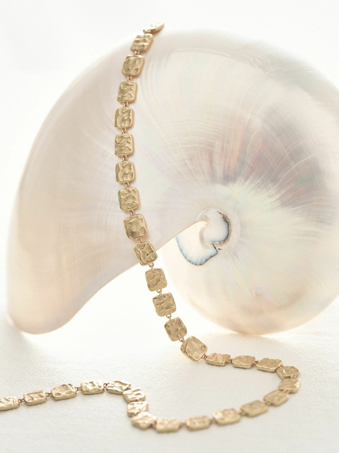 Molten Square Necklace in Gold Tone