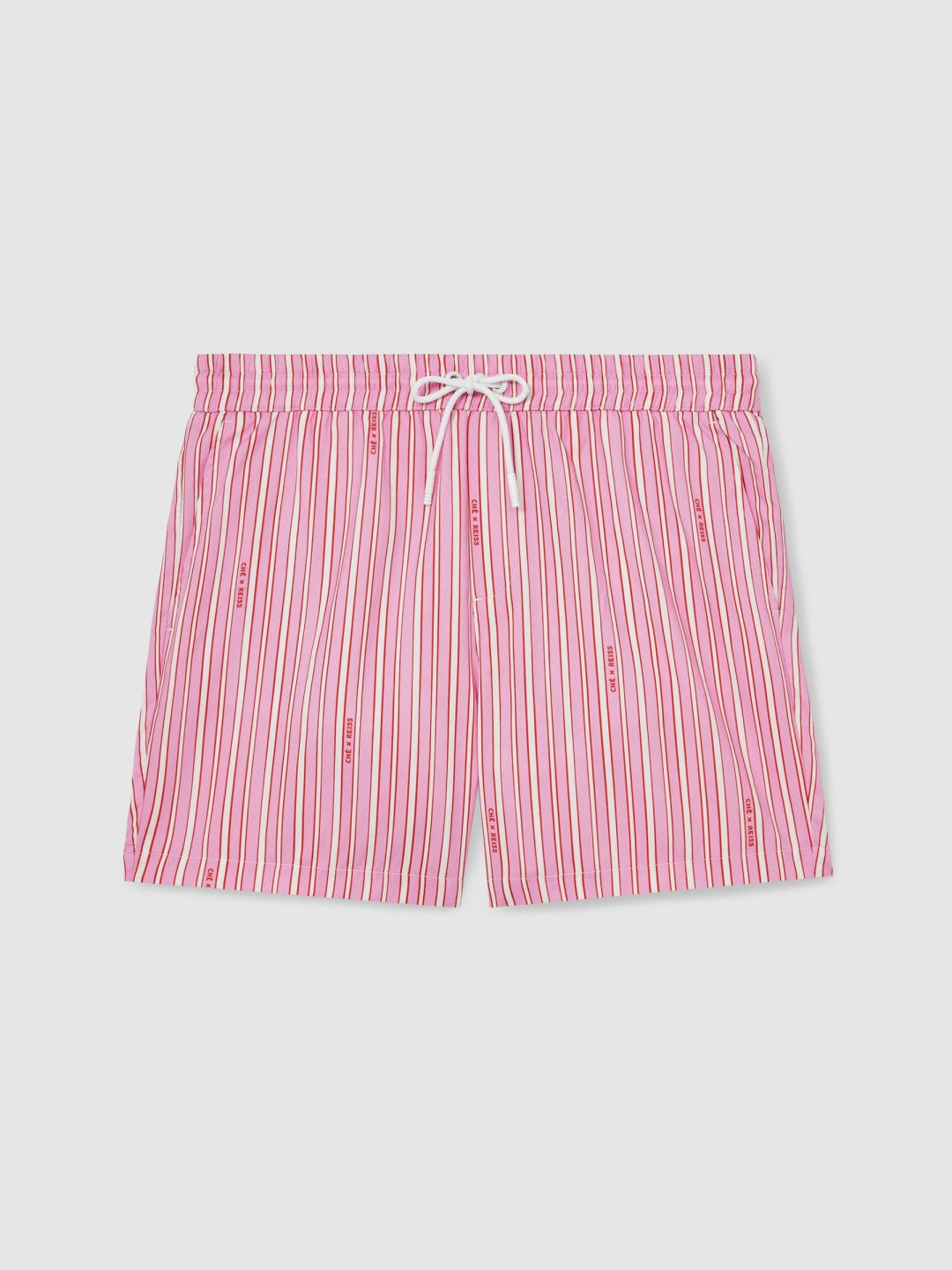 | Ché Stripe Swim Shorts in Pink/White