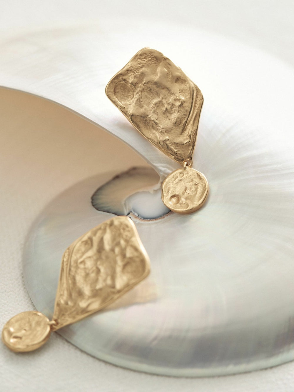 Molten Large Drop Earrings in Gold Tone