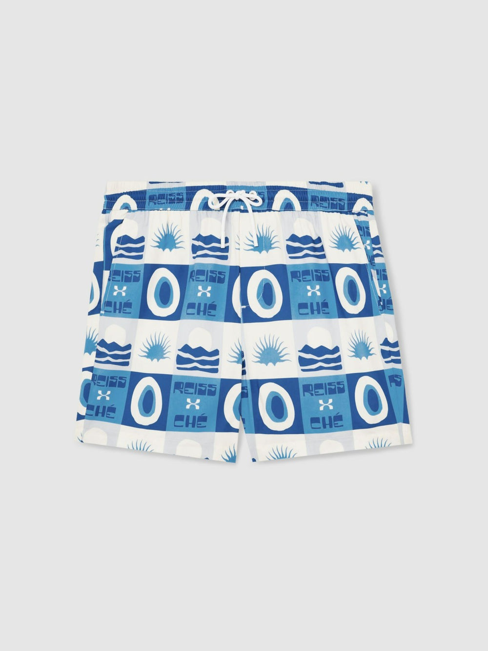 | Ché Sunset-Print Swim Shorts in Blue Multi