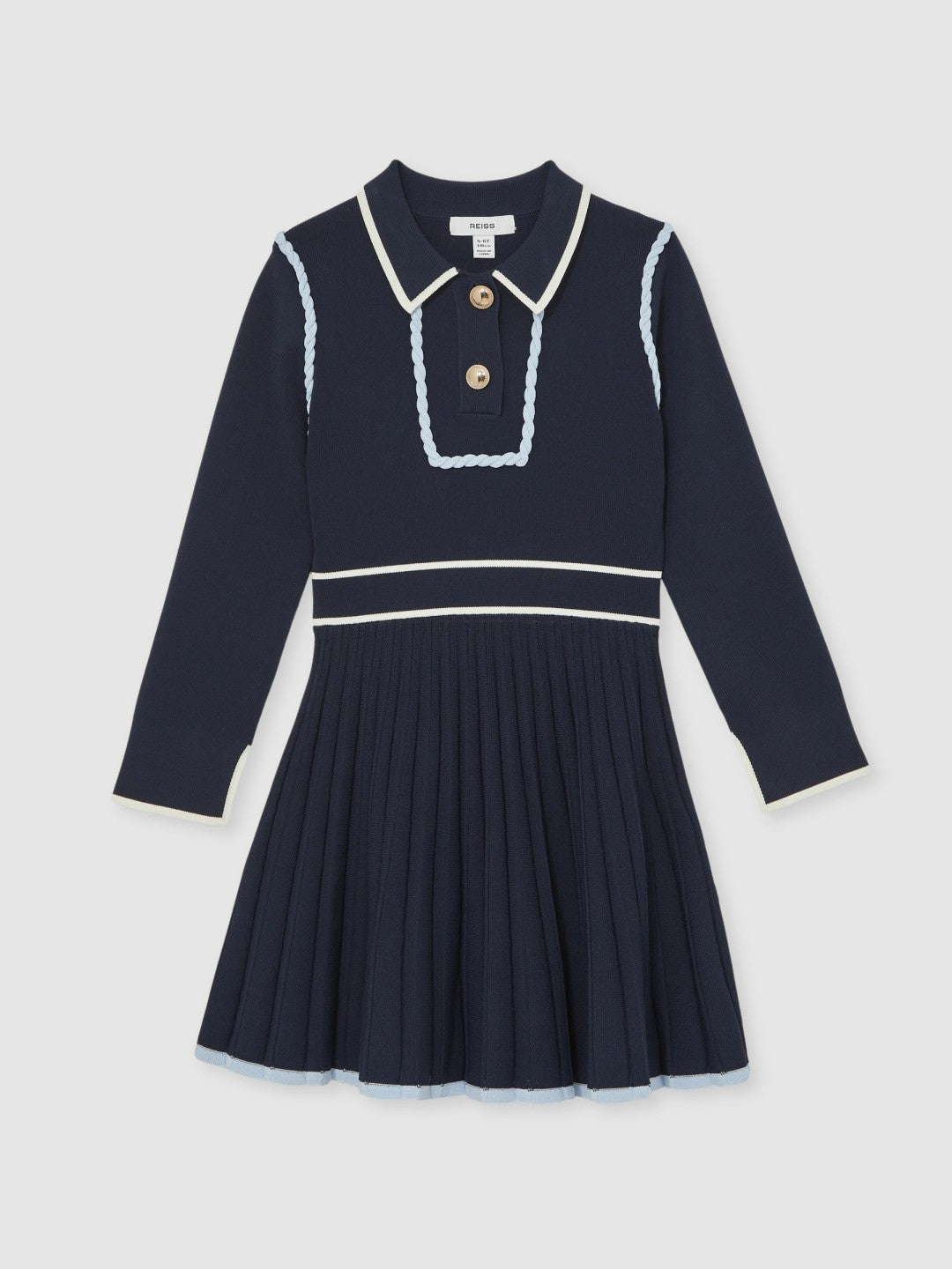 3-9 yrs Piped Knitted Skater Dress in Navy