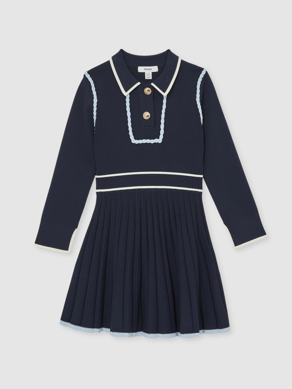 3-9 yrs Piped Knitted Skater Dress in Navy